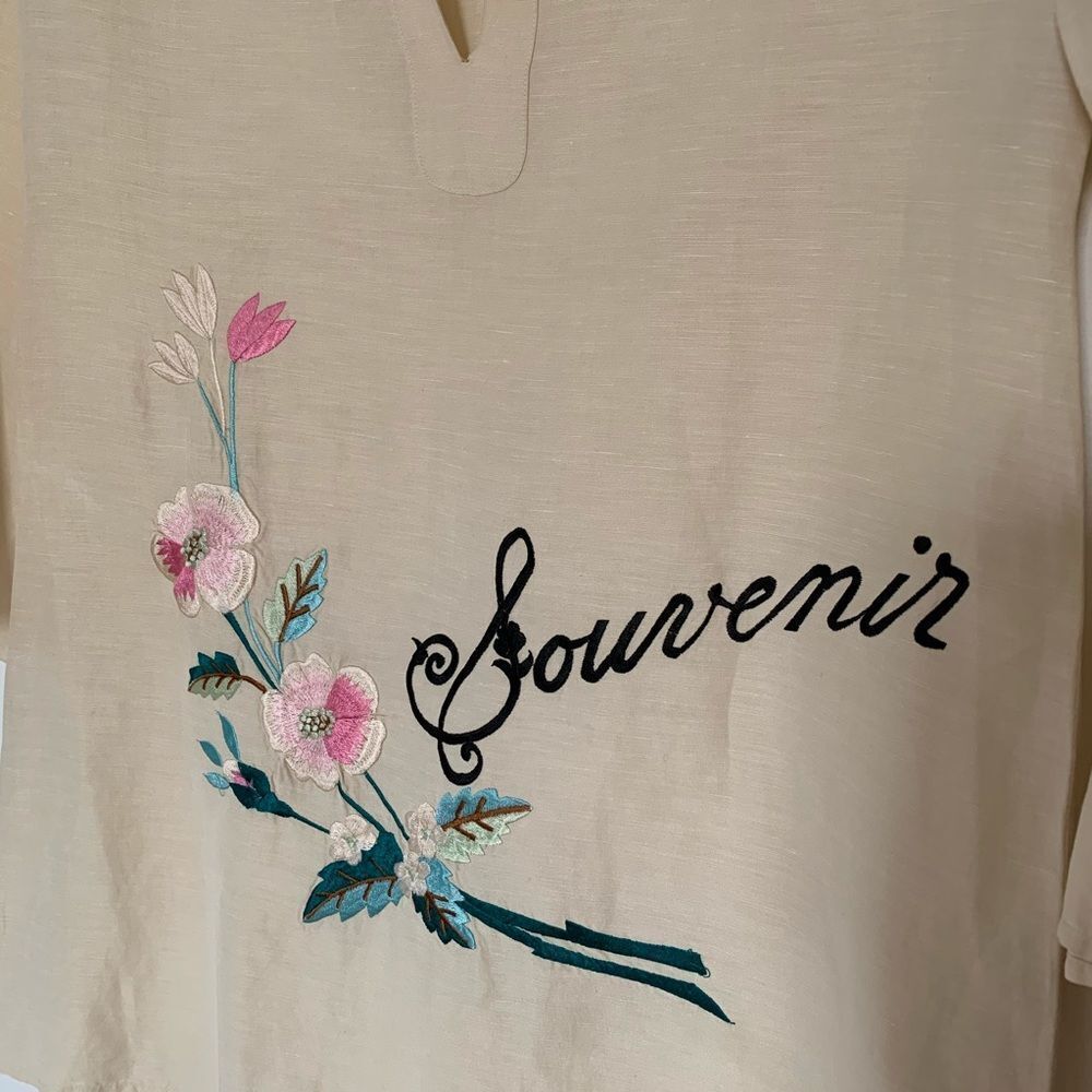 Cynthia Rowley tunic linen embroidered vintage
